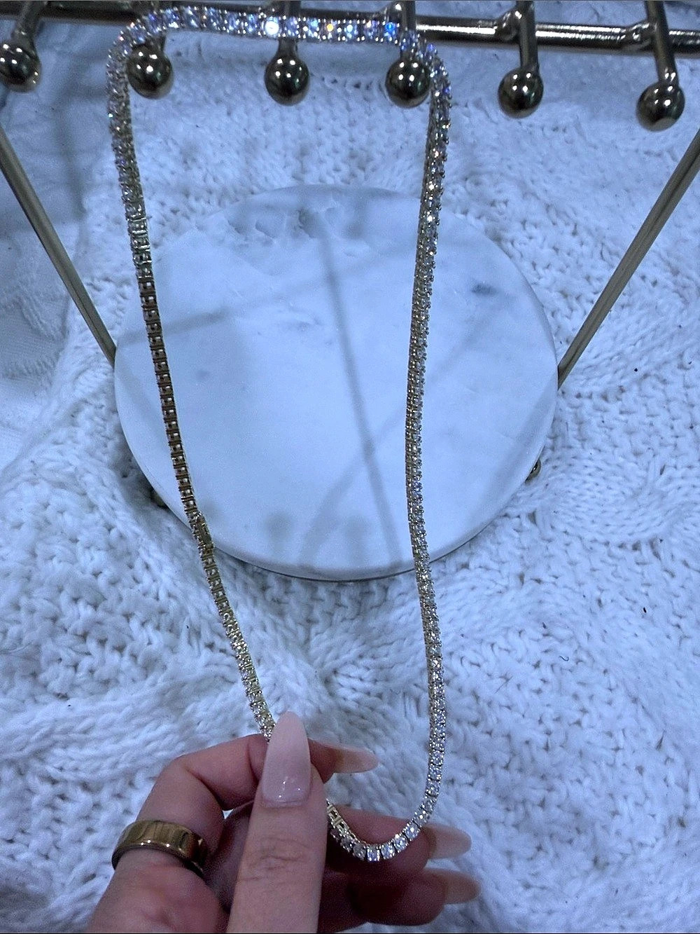 Rhinestone Necklace in Gold & Silver Like New